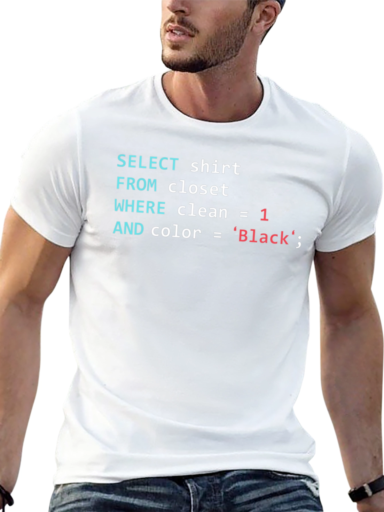 SQL Coder T-Shirt - Black Cotton Programmer Tee