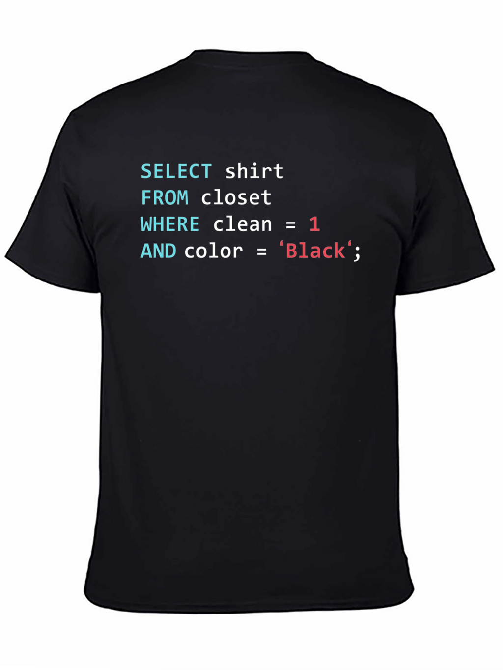 SQL Coder T-Shirt - Black Cotton Programmer Tee