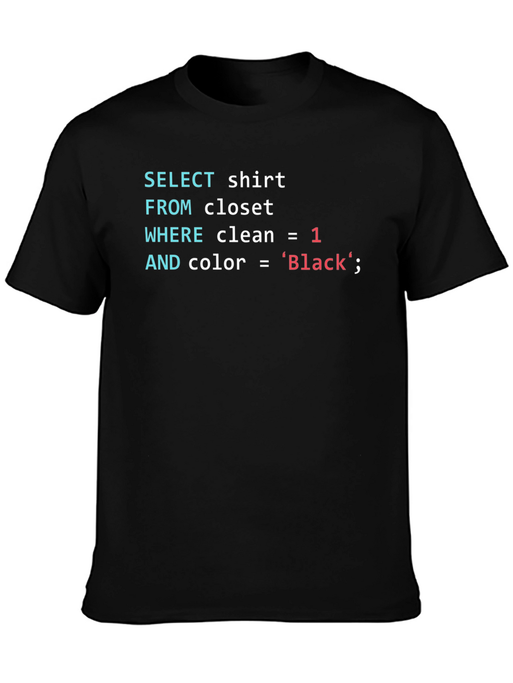 SQL Coder T-Shirt - Black Cotton Programmer Tee