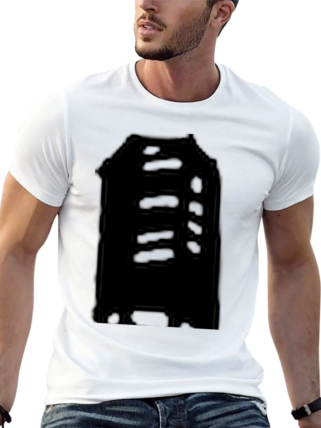 Mens Black Graphic Print Crew Neck T-Shirt