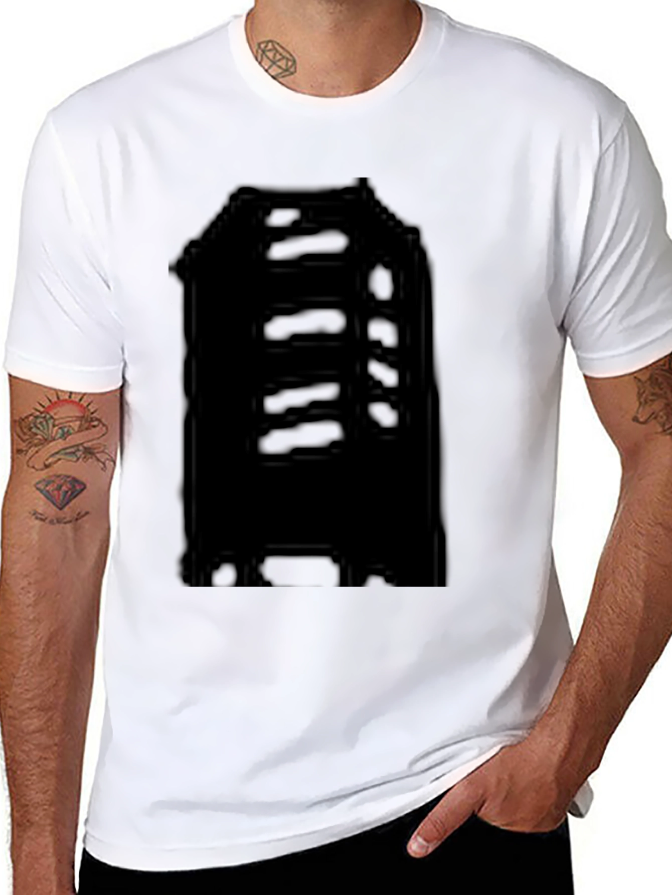 Mens Black Graphic Print Crew Neck T-Shirt