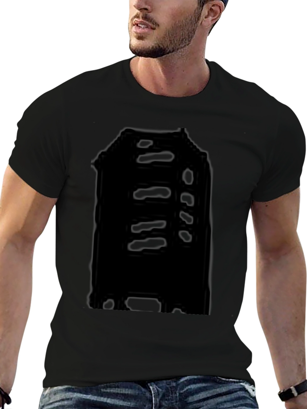 Mens Black Graphic Print Crew Neck T-Shirt