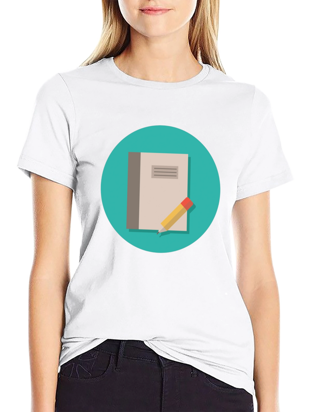 Notebook and Pencil Graphic T-Shirt