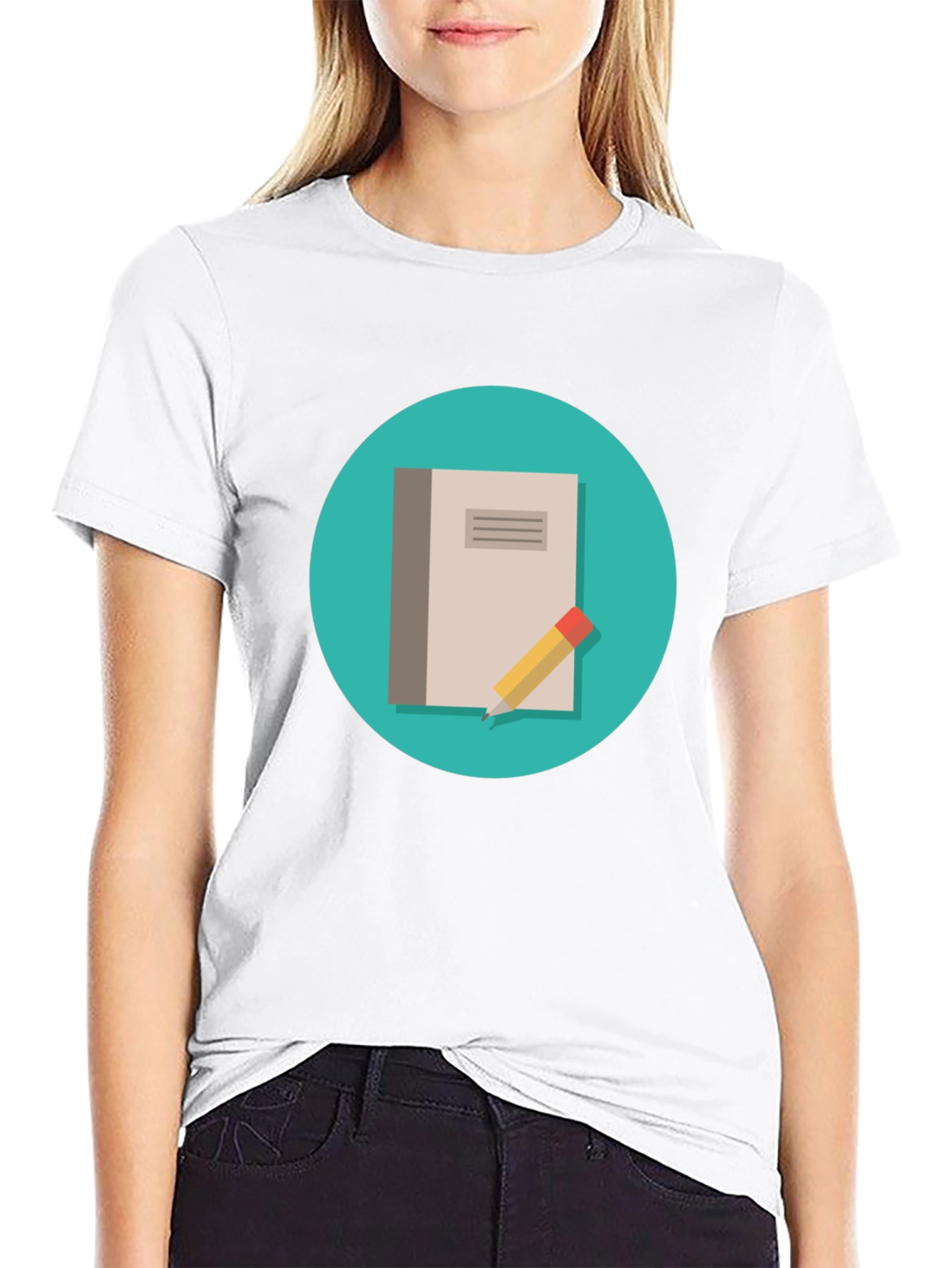 Notebook and Pencil Graphic T-Shirt
