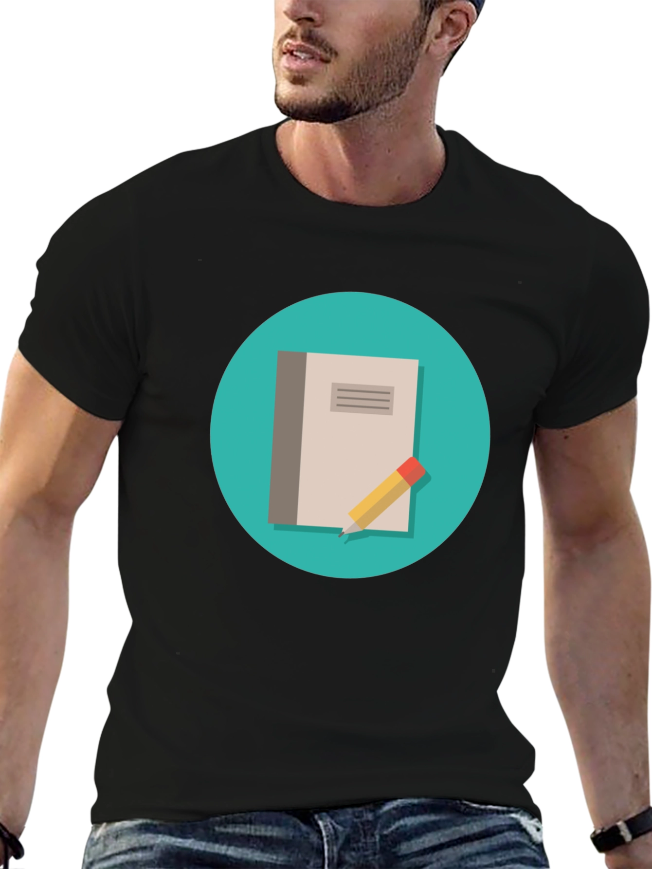 Notebook and Pencil Graphic T-Shirt