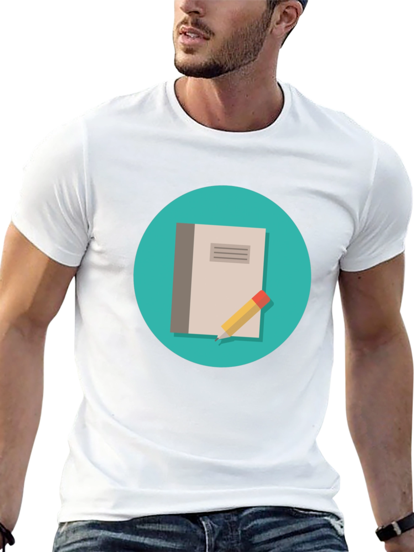 Notebook and Pencil Graphic T-Shirt