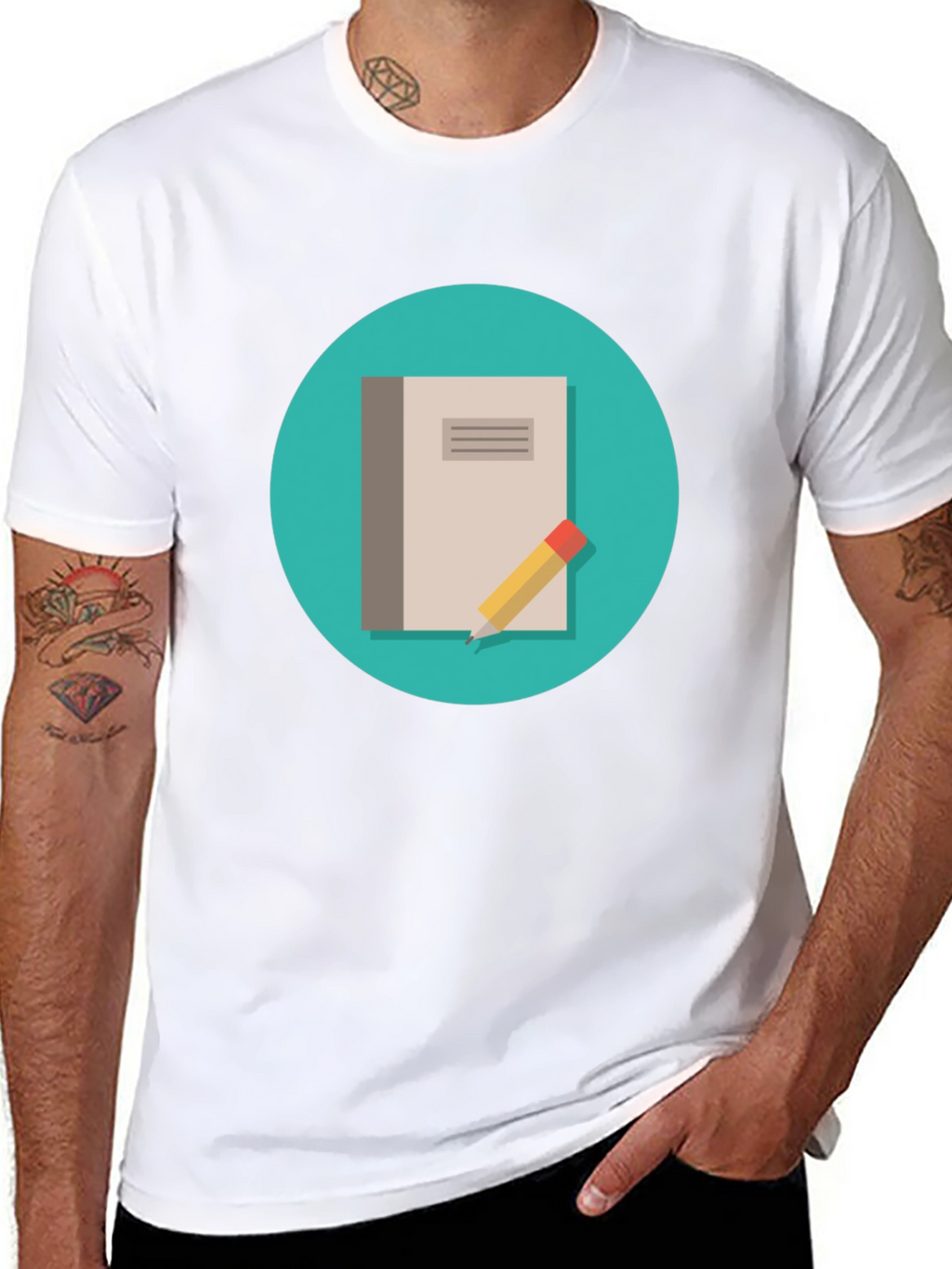 Notebook and Pencil Graphic T-Shirt