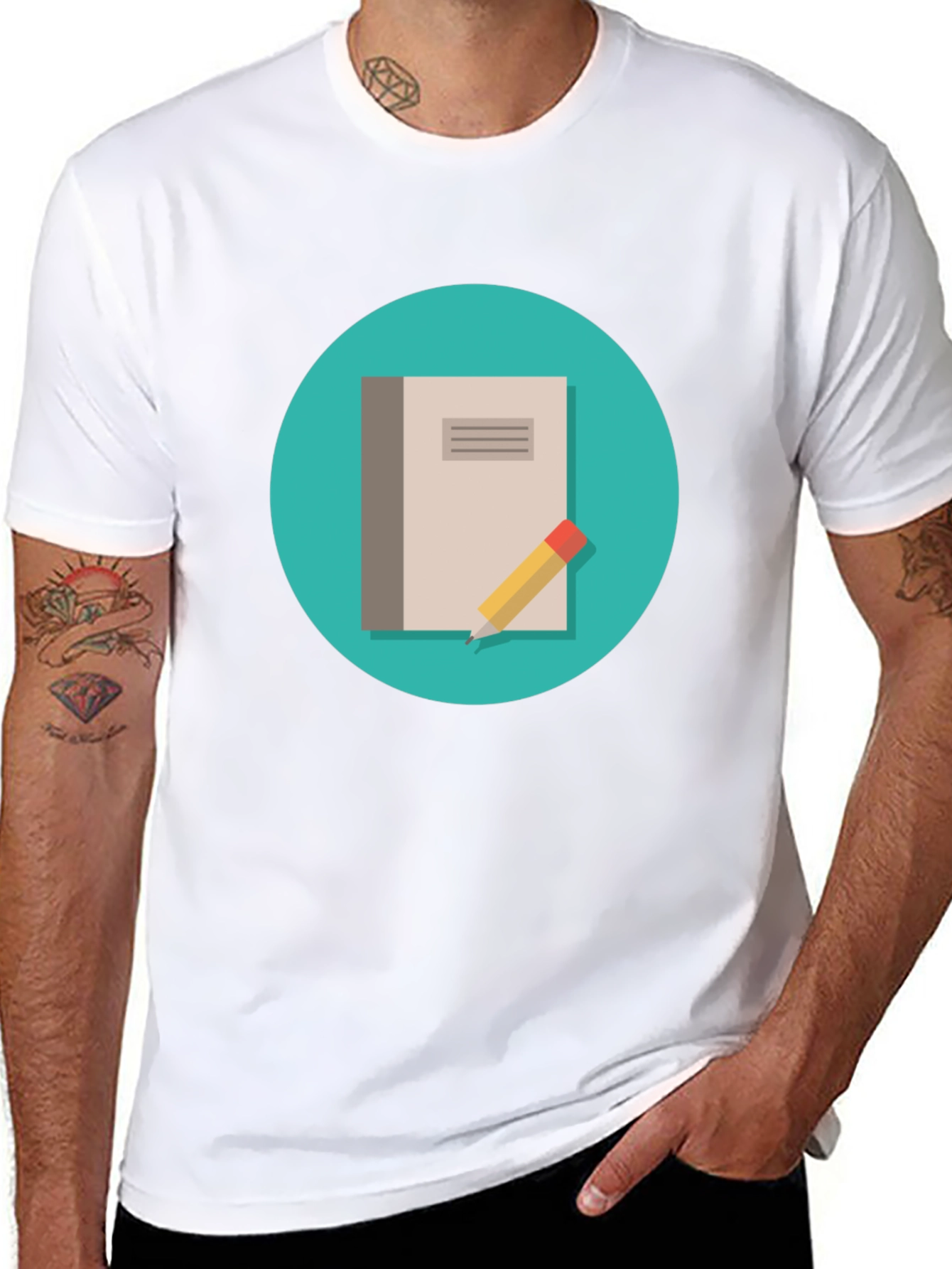 Notebook and Pencil Graphic T-Shirt