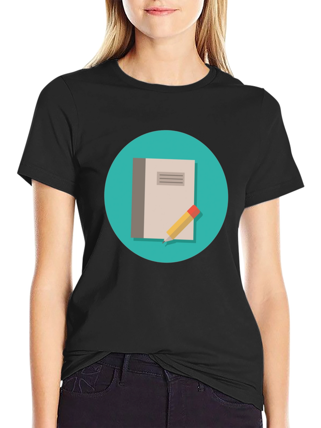 Notebook and Pencil Graphic T-Shirt
