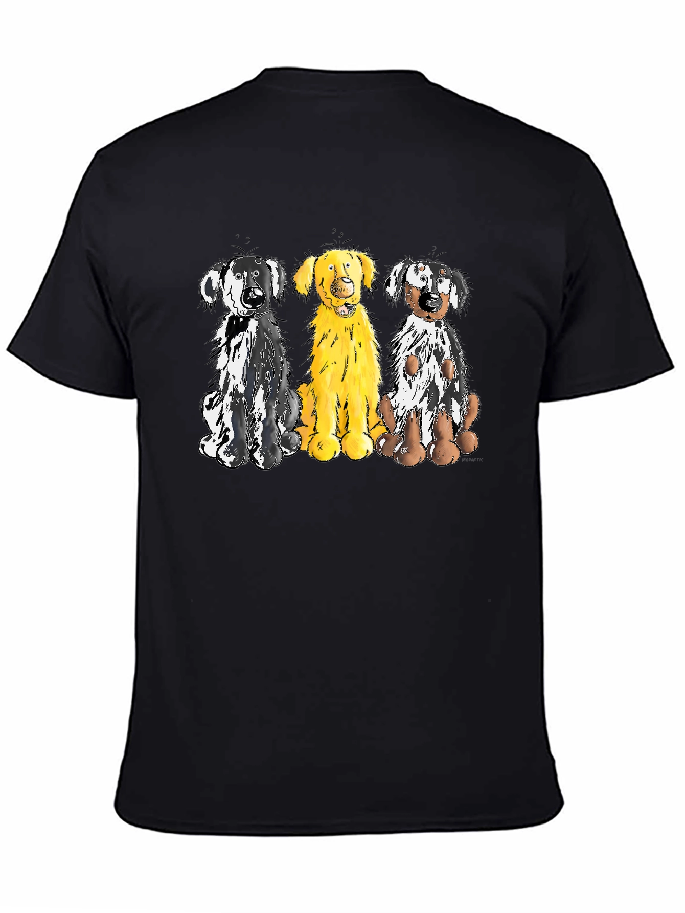 Three Dog Cartoon Graphic T-Shirt