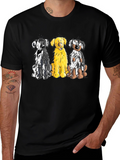 Three Dog Cartoon Graphic T-Shirt