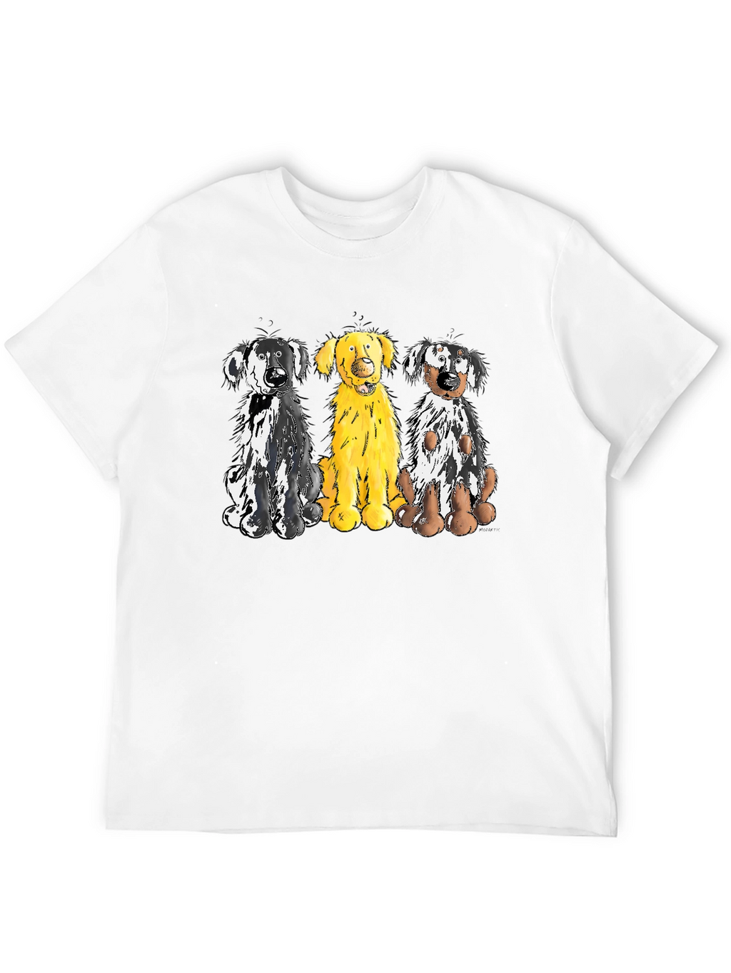 Three Dog Cartoon Graphic T-Shirt