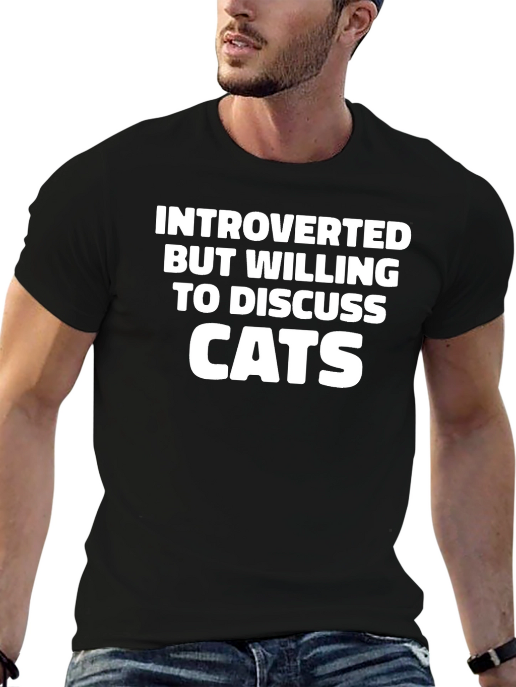 Introverted Cat Lover T-Shirt - Black