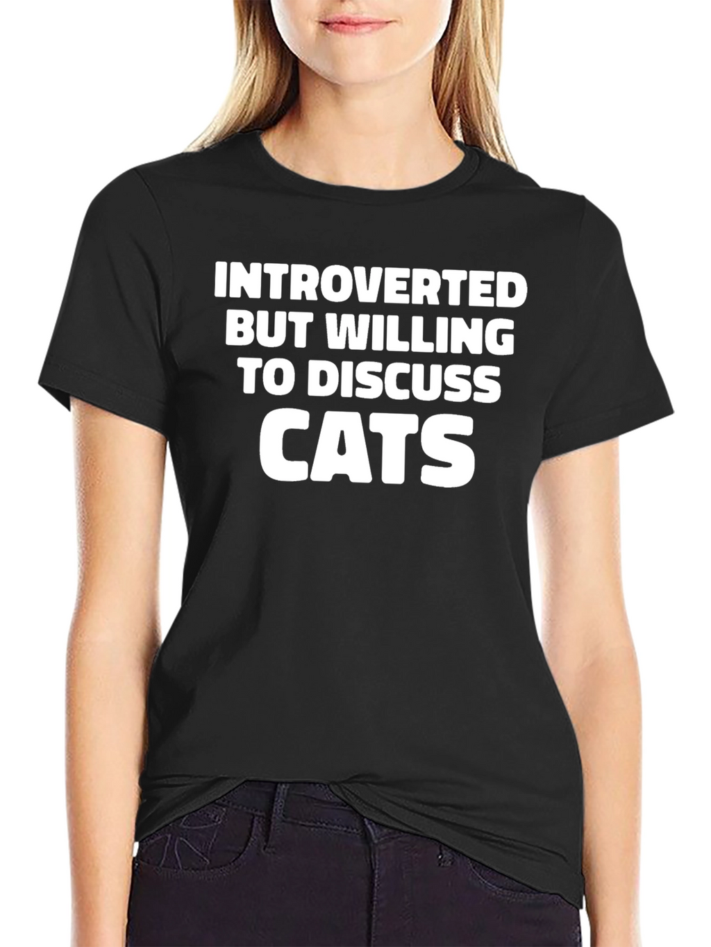 Introverted Cat Lover T-Shirt - Black