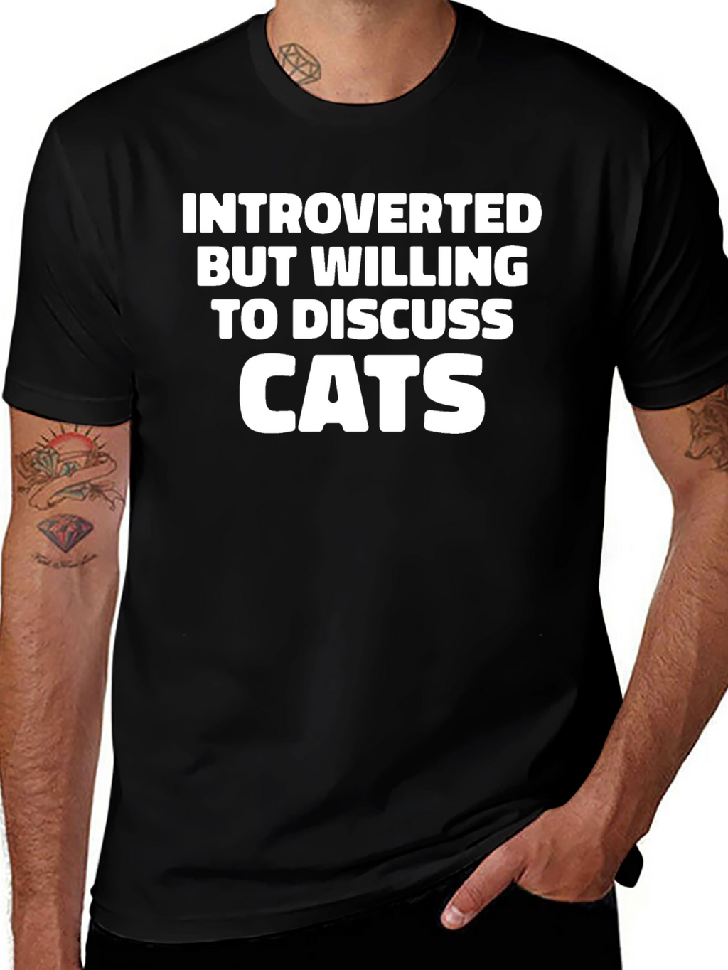 Introverted Cat Lover T-Shirt - Black