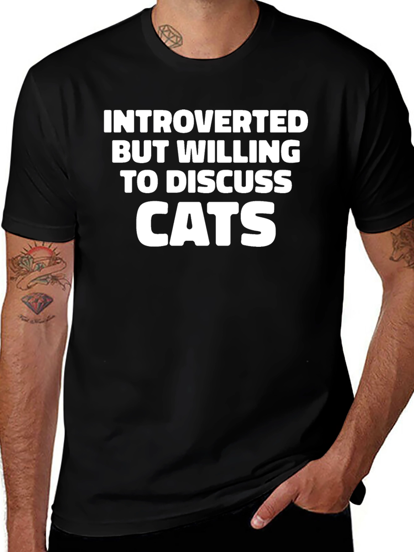 Introverted Cat Lover T-Shirt - Black
