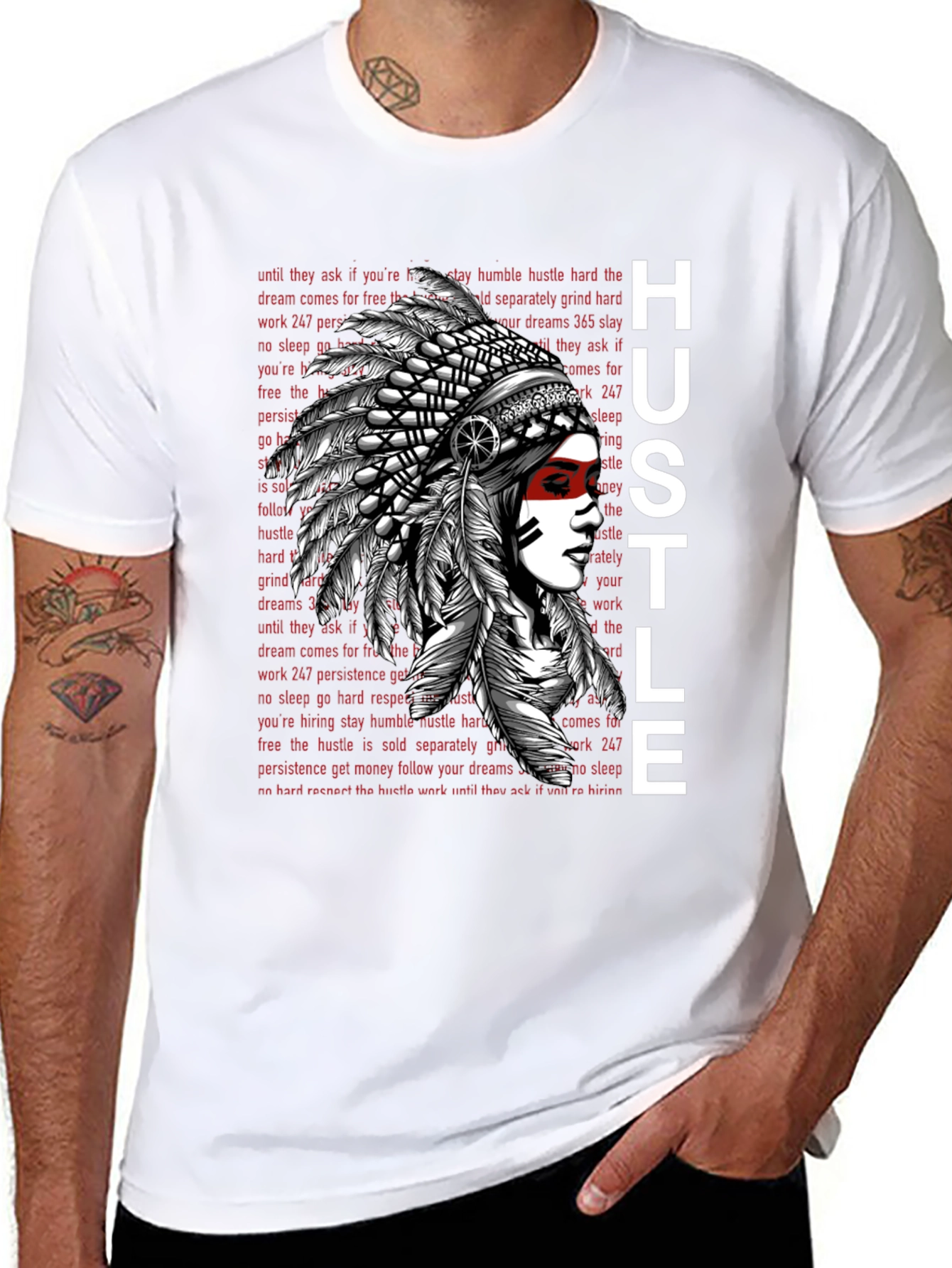 Hustle Native American Chief Graphic Tee