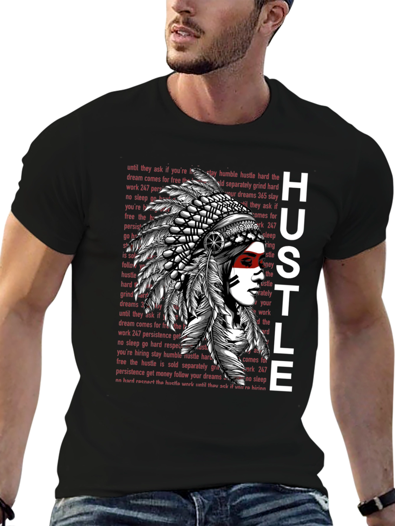 Hustle Native American Chief Graphic Tee