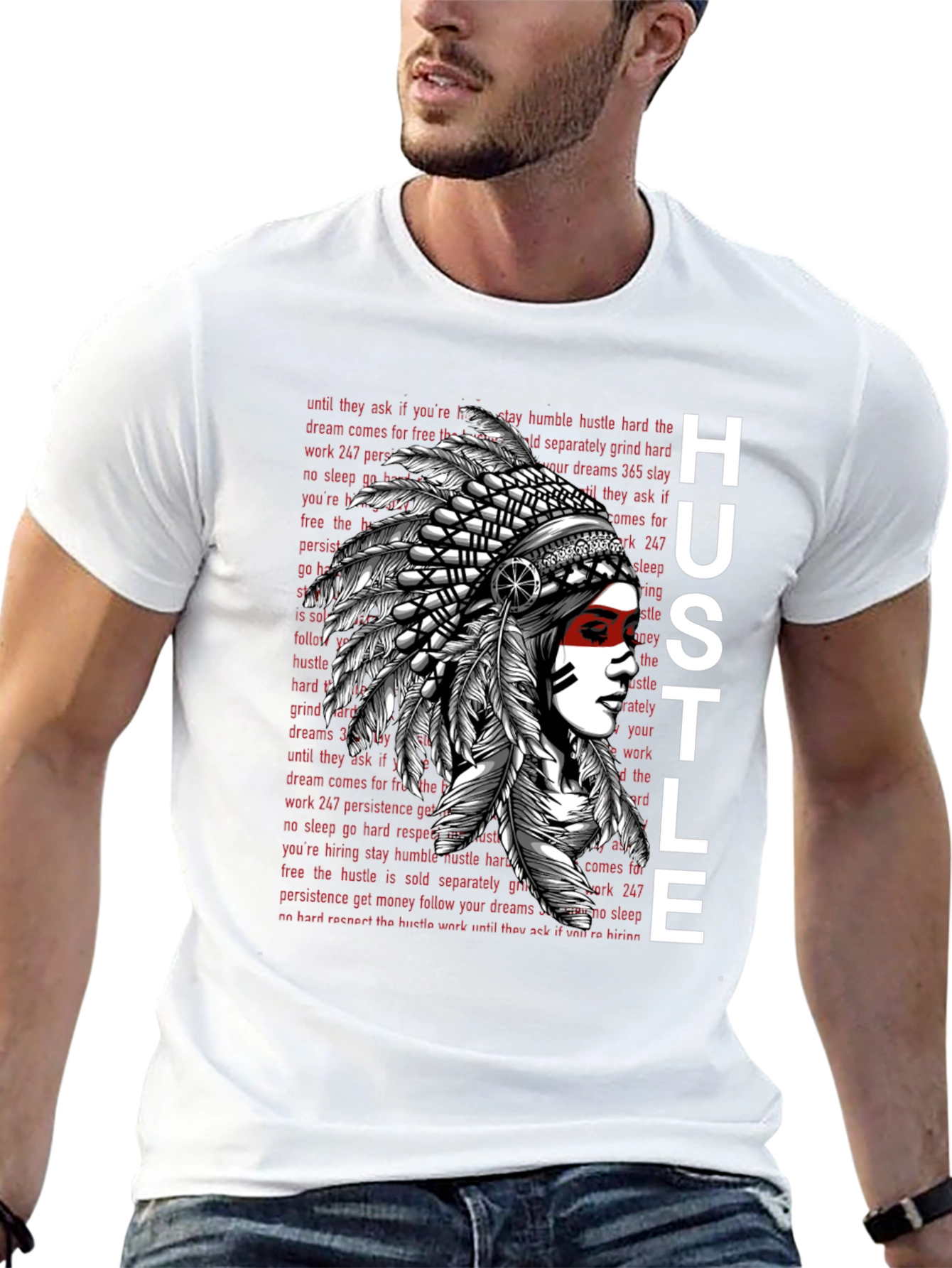 Hustle Native American Chief Graphic Tee
