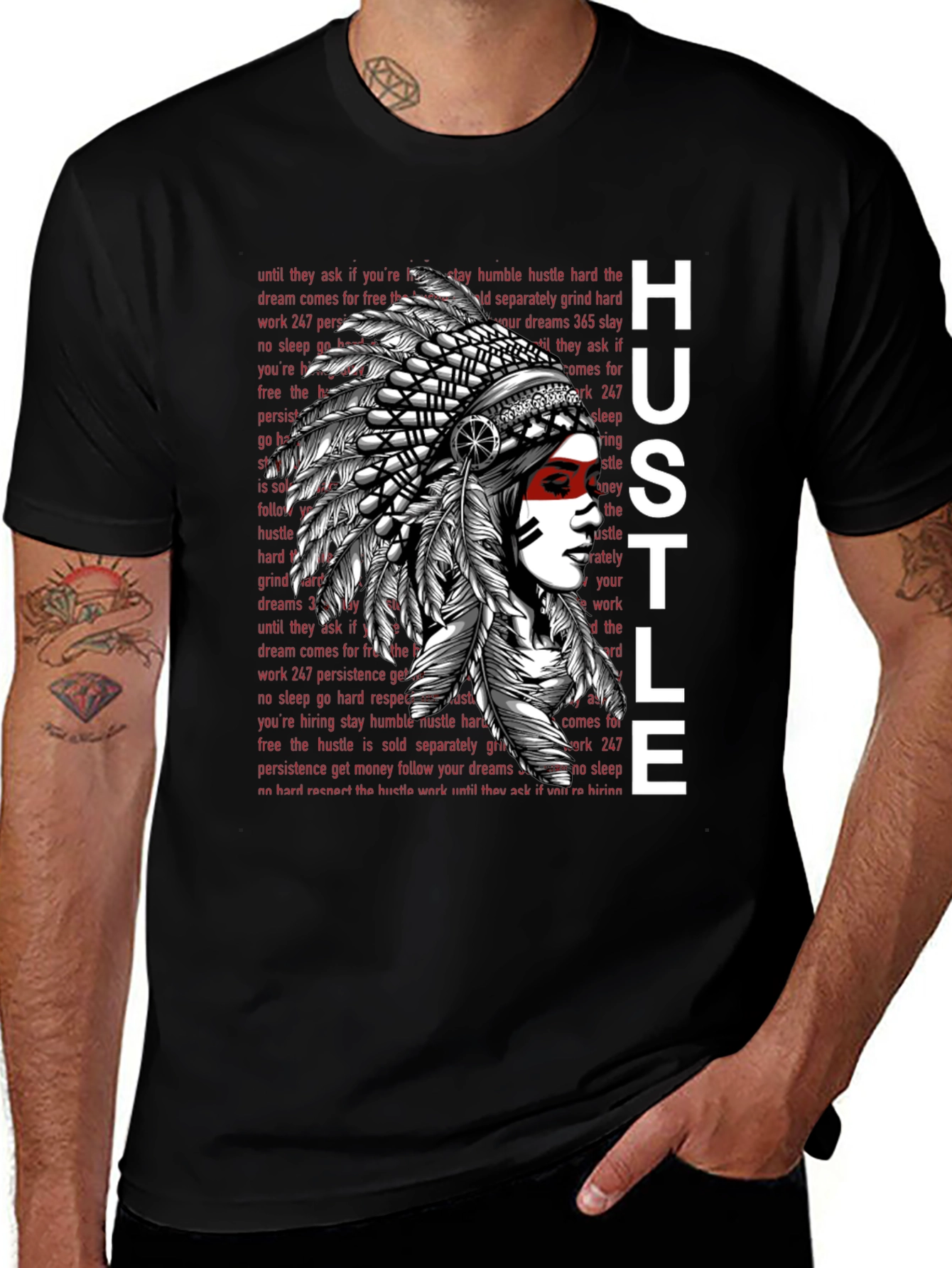 Hustle Native American Chief Graphic Tee