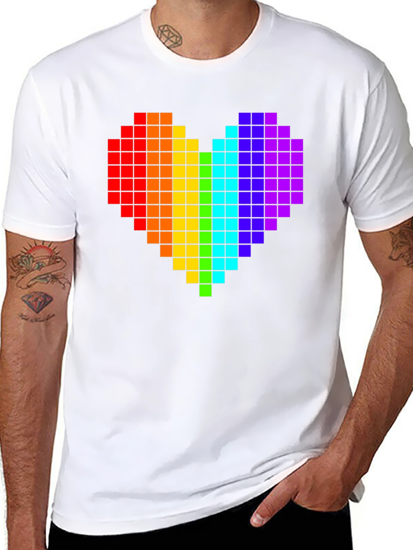 Pixel Heart Pride T-Shirt - Black Cotton Tee
