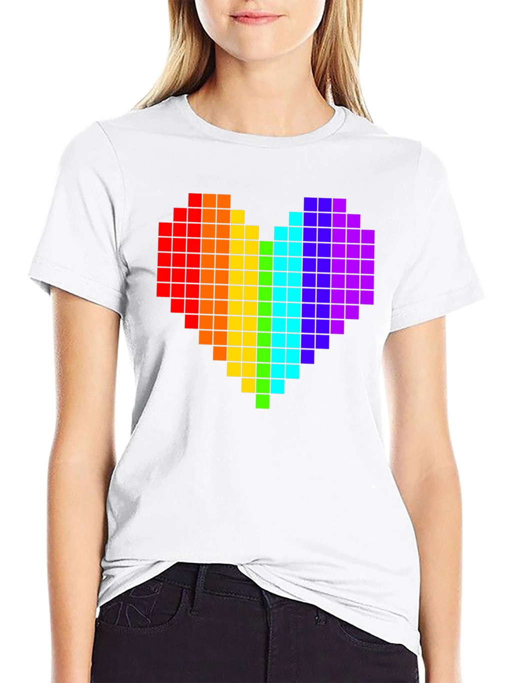 Pixel Heart Pride T-Shirt - Black Cotton Tee
