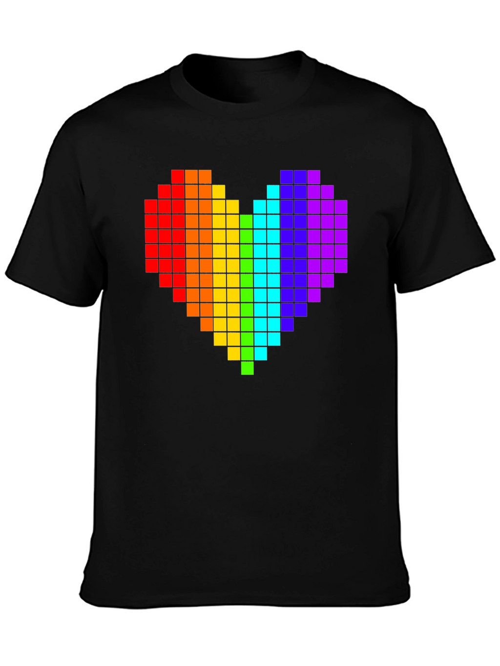 Pixel Heart Pride T-Shirt - Black Cotton Tee