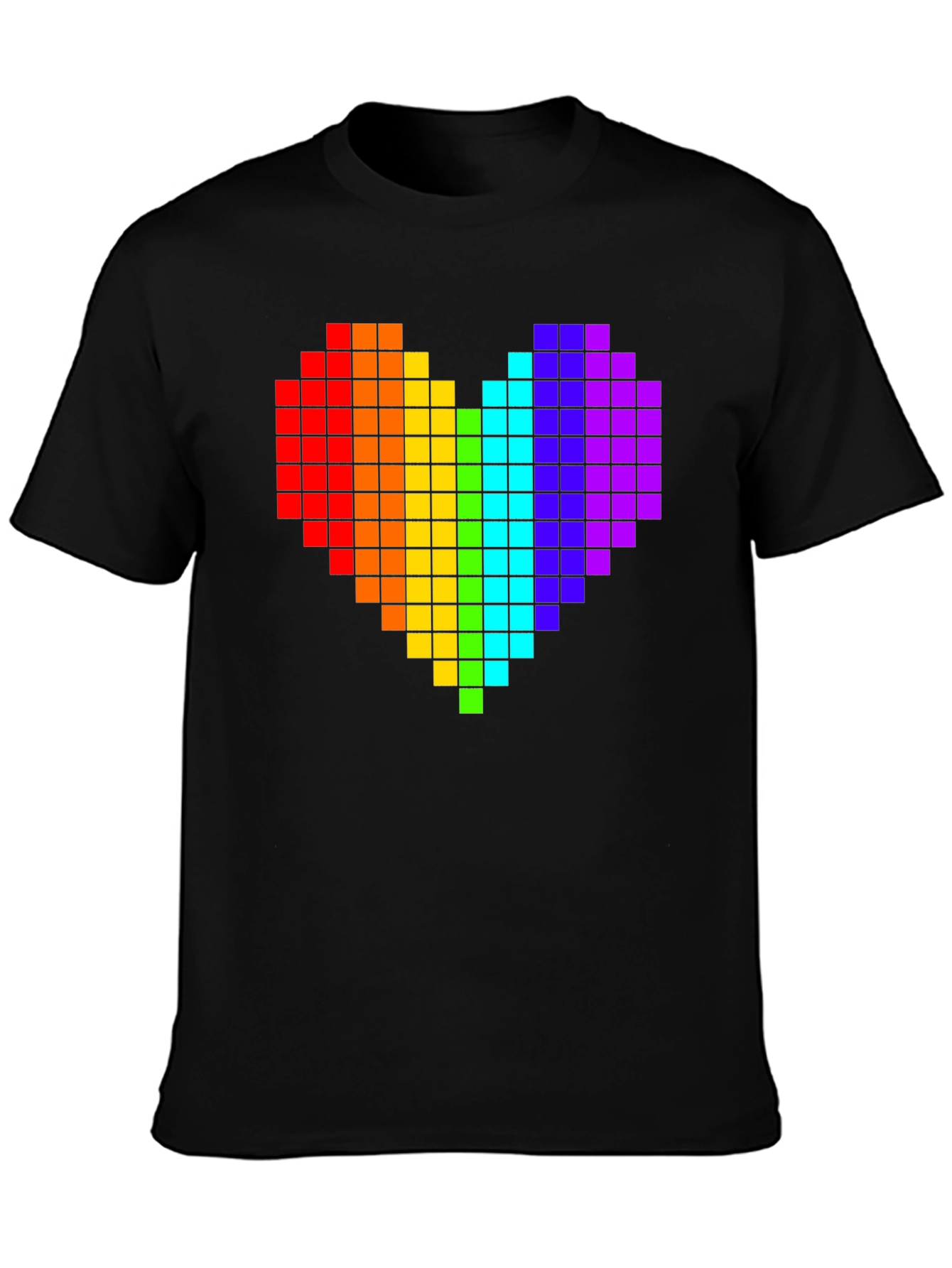 Pixel Heart Pride T-Shirt - Black Cotton Tee