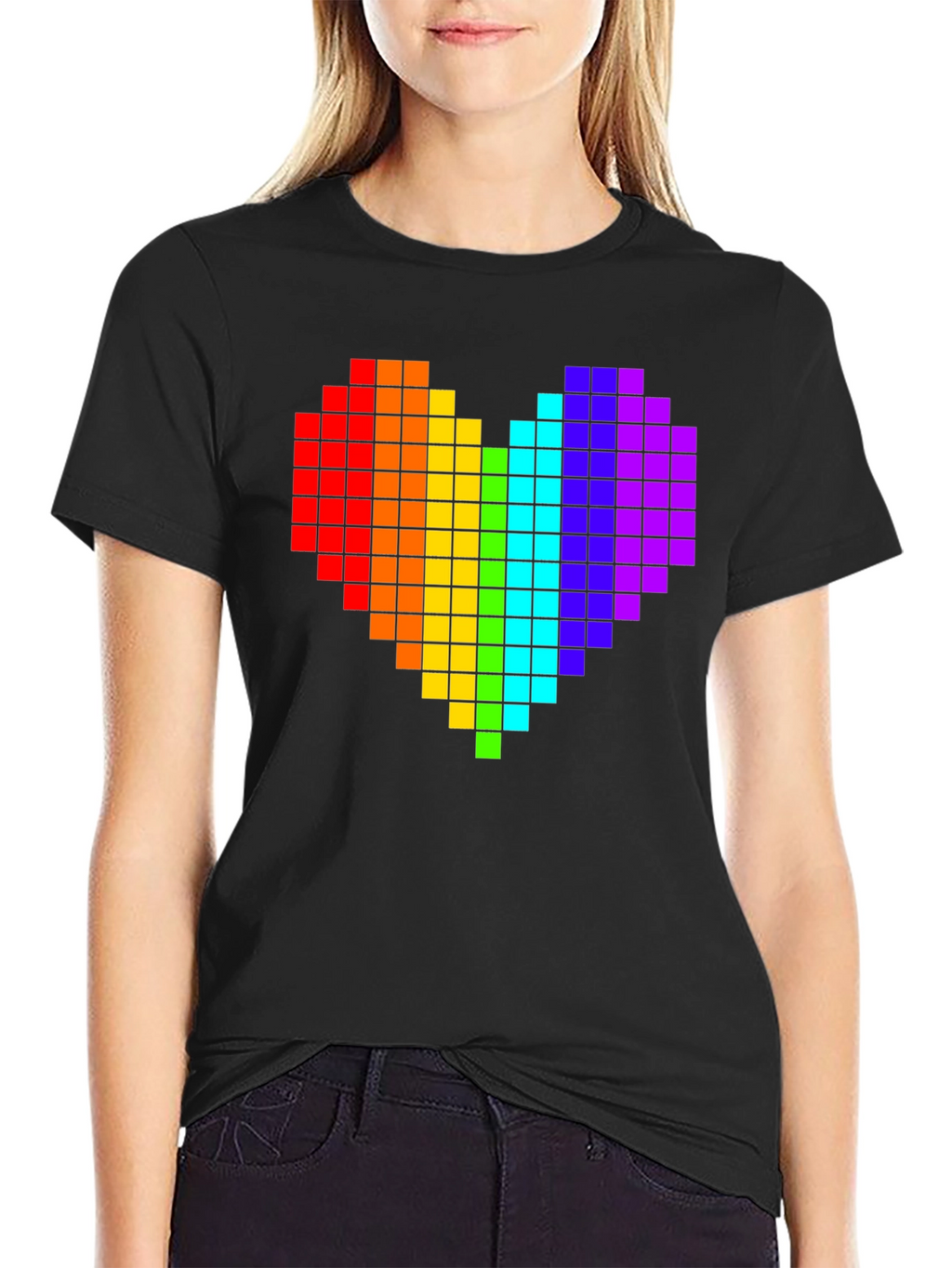 Pixel Heart Pride T-Shirt - Black Cotton Tee