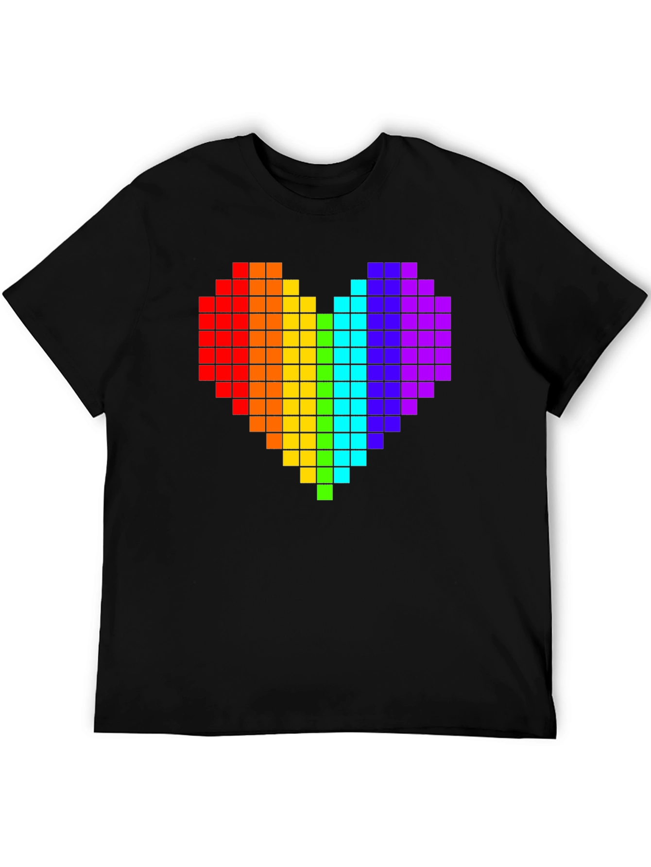 Pixel Heart Pride T-Shirt - Black Cotton Tee
