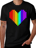 Pixel Heart Pride T-Shirt - Black Cotton Tee