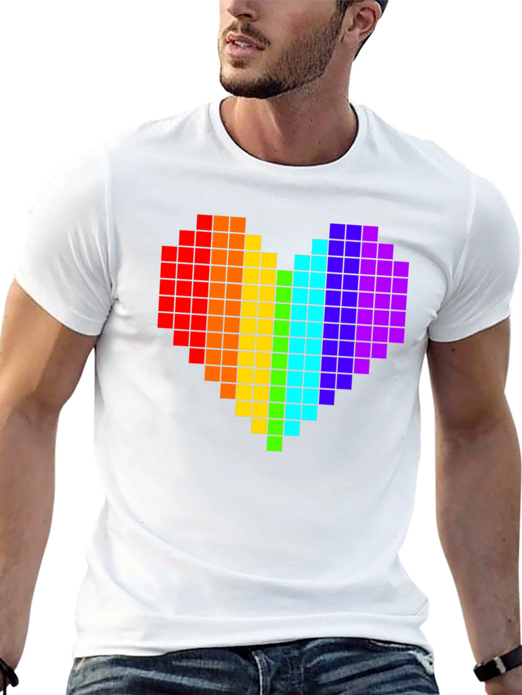 Pixel Heart Pride T-Shirt - Black Cotton Tee
