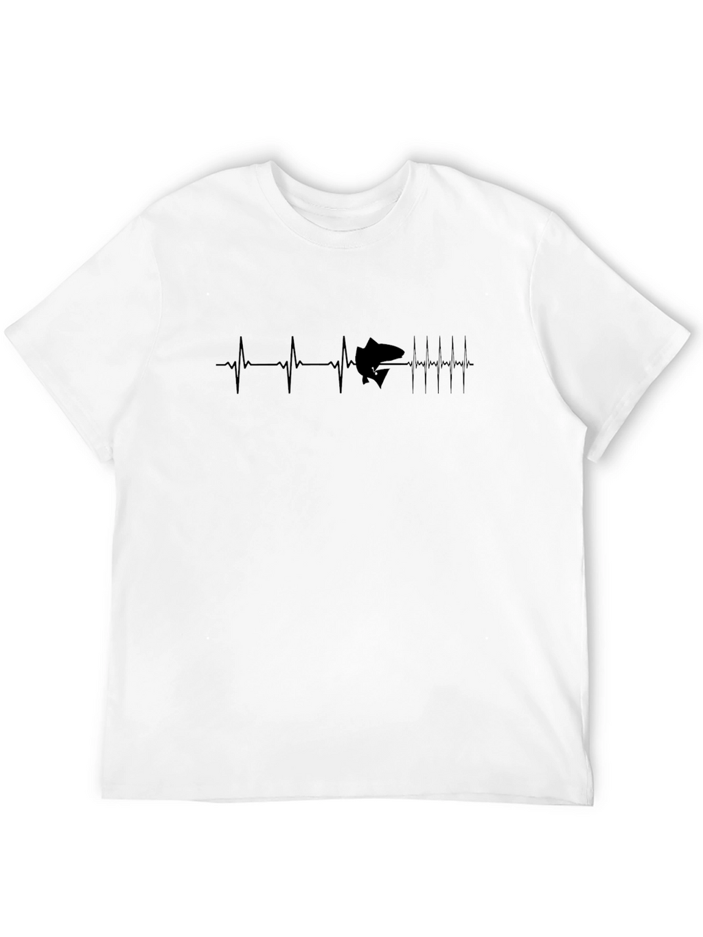 Heartbeat Fish Graphic Tee - Black Cotton T-Shirt