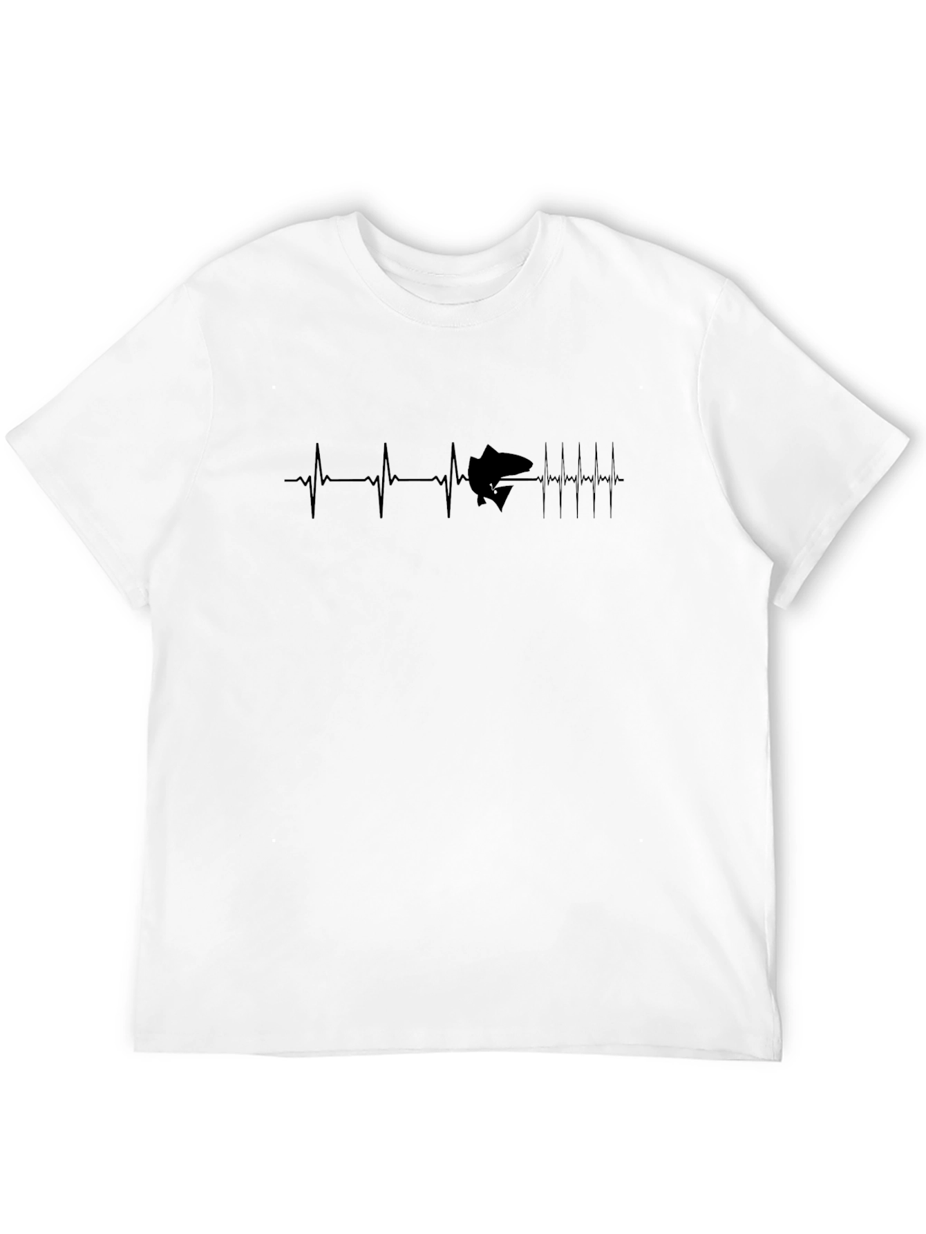 Heartbeat Fish Graphic Tee - Black Cotton T-Shirt
