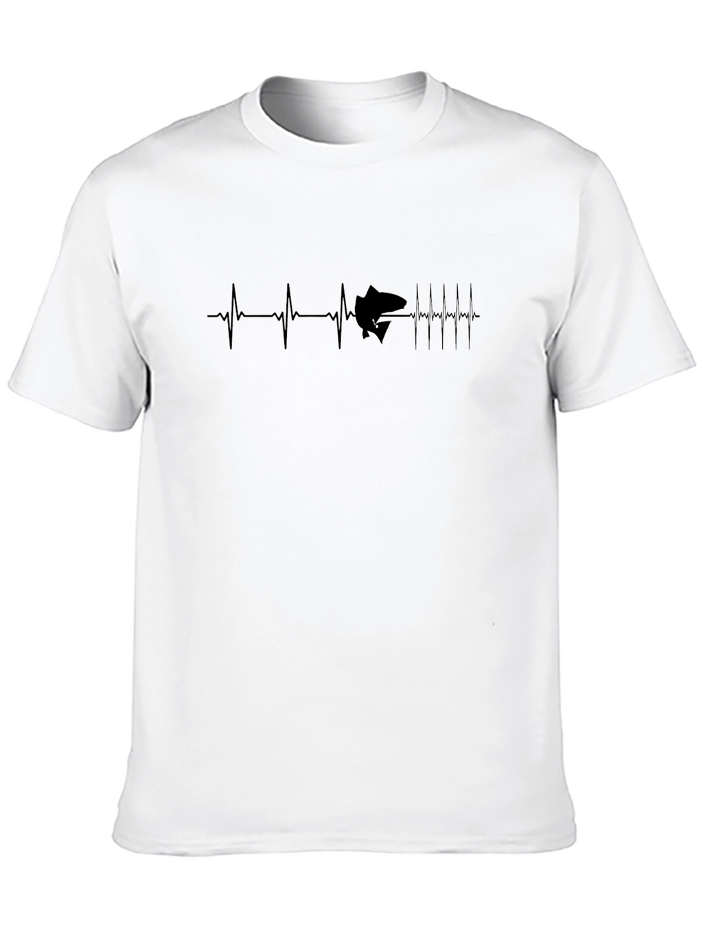 Heartbeat Fish Graphic Tee - Black Cotton T-Shirt