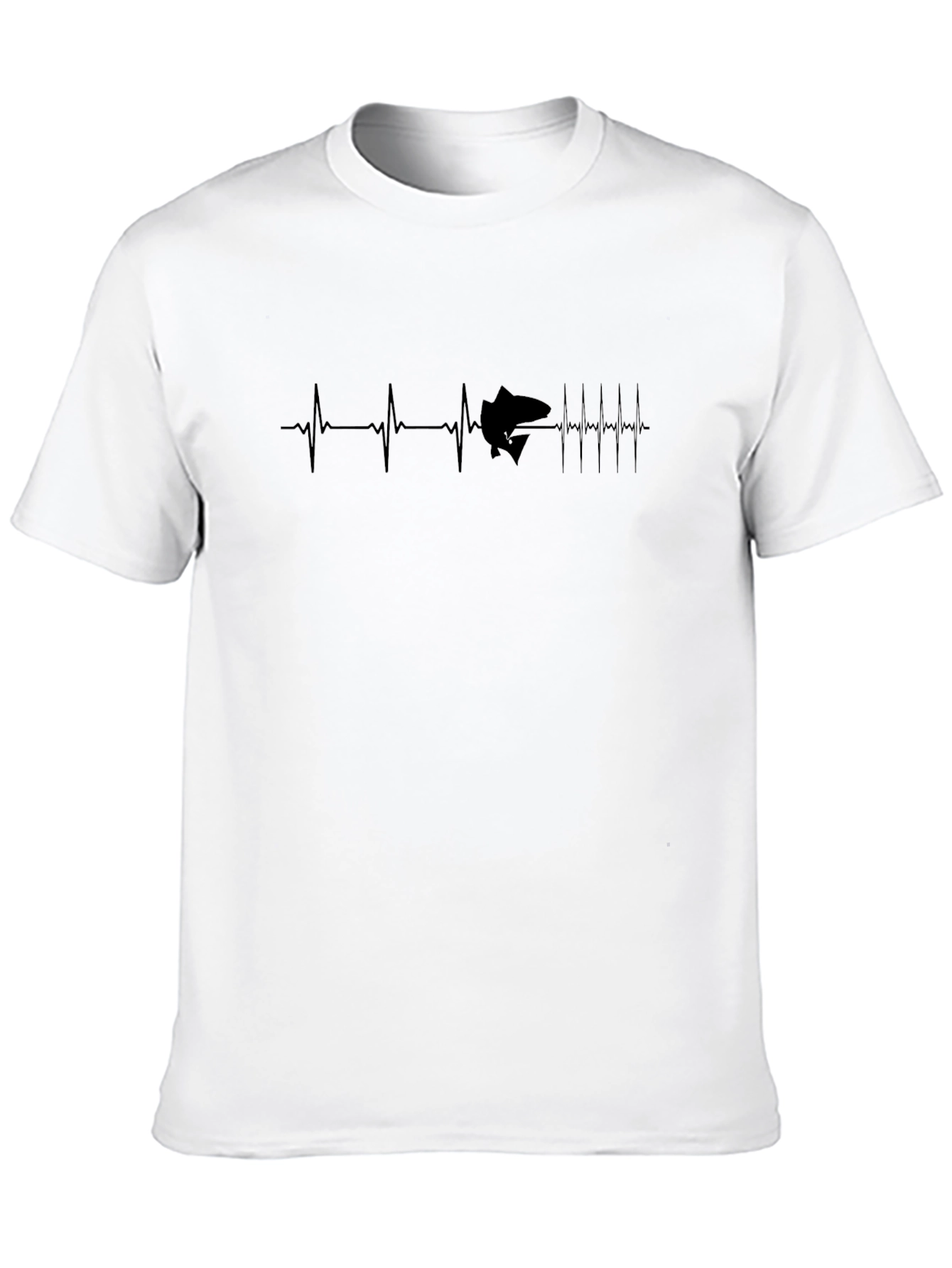 Heartbeat Fish Graphic Tee - Black Cotton T-Shirt