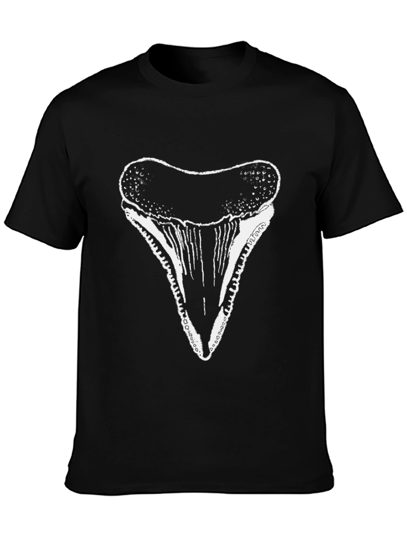 Shark Tooth Graphic Tee - Black Cotton T-Shirt
