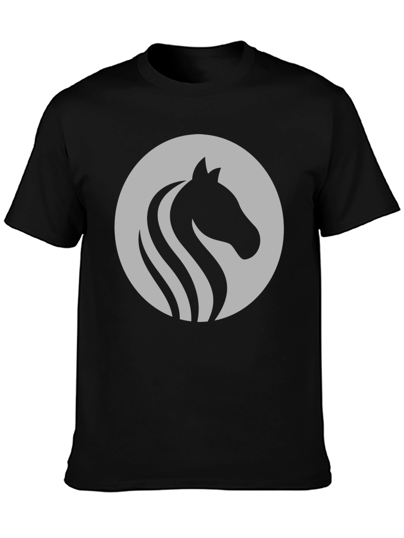 Elegant Horse Head Graphic Tee - Stylish Mens Black T-Shirt