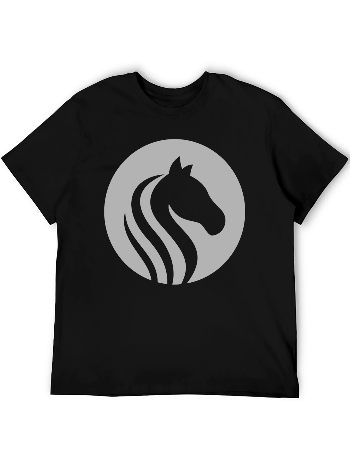Elegant Horse Head Graphic Tee - Stylish Mens Black T-Shirt