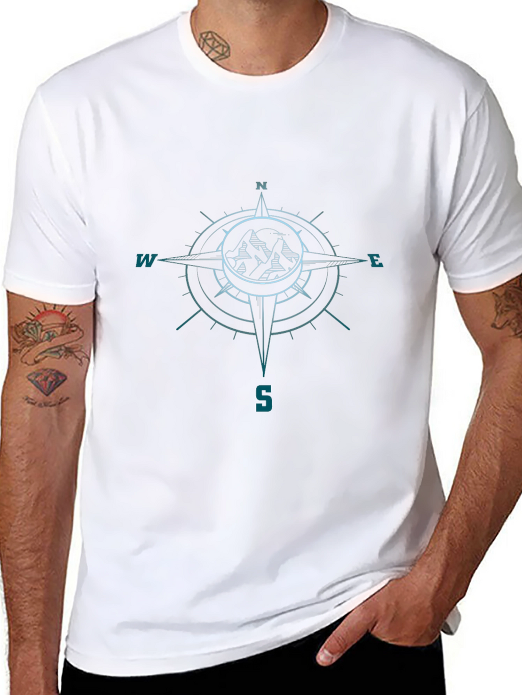 Compass Mountain Graphic Tee - Black Adventure Shirt