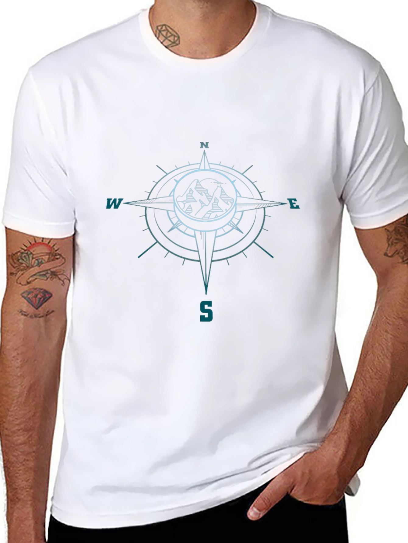 Compass Mountain Graphic Tee - Black Adventure Shirt