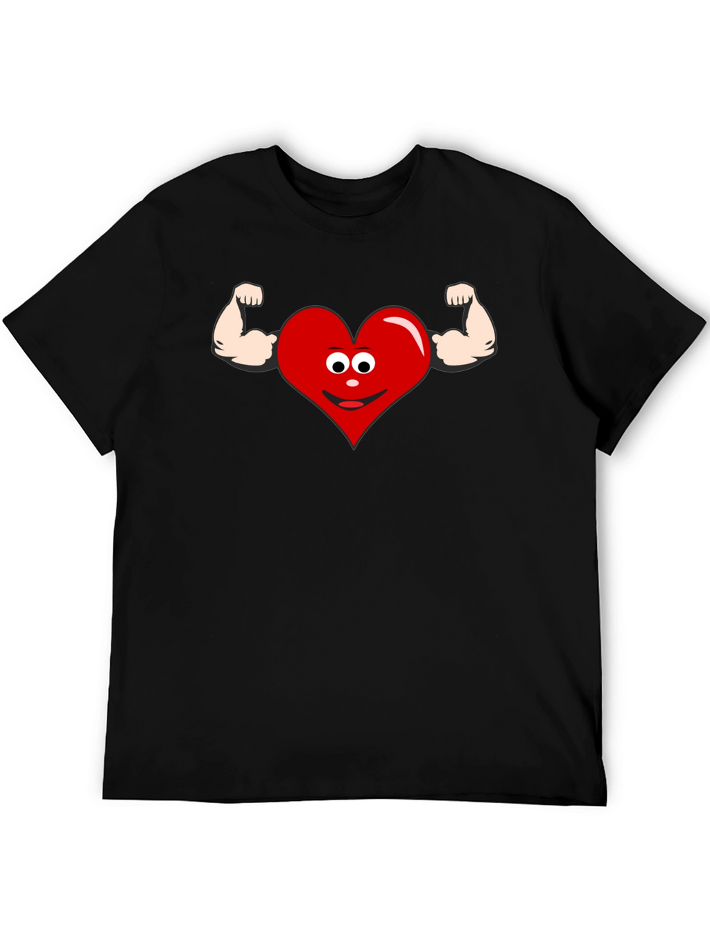 Funny Heart Muscle Graphic T-Shirt - Black