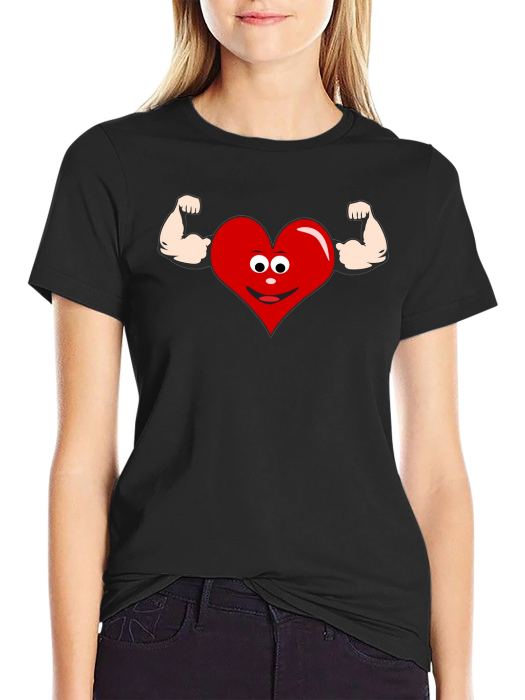 Funny Heart Muscle Graphic T-Shirt - Black