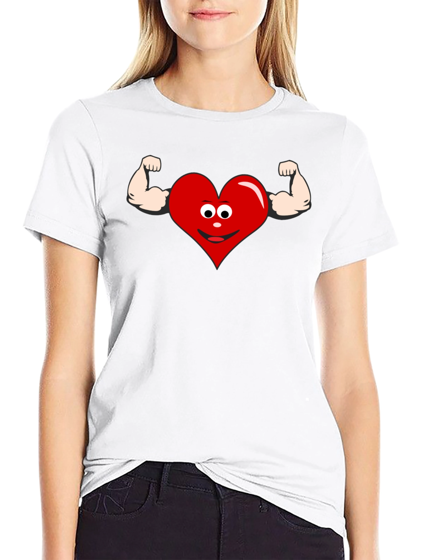 Funny Heart Muscle Graphic T-Shirt - Black