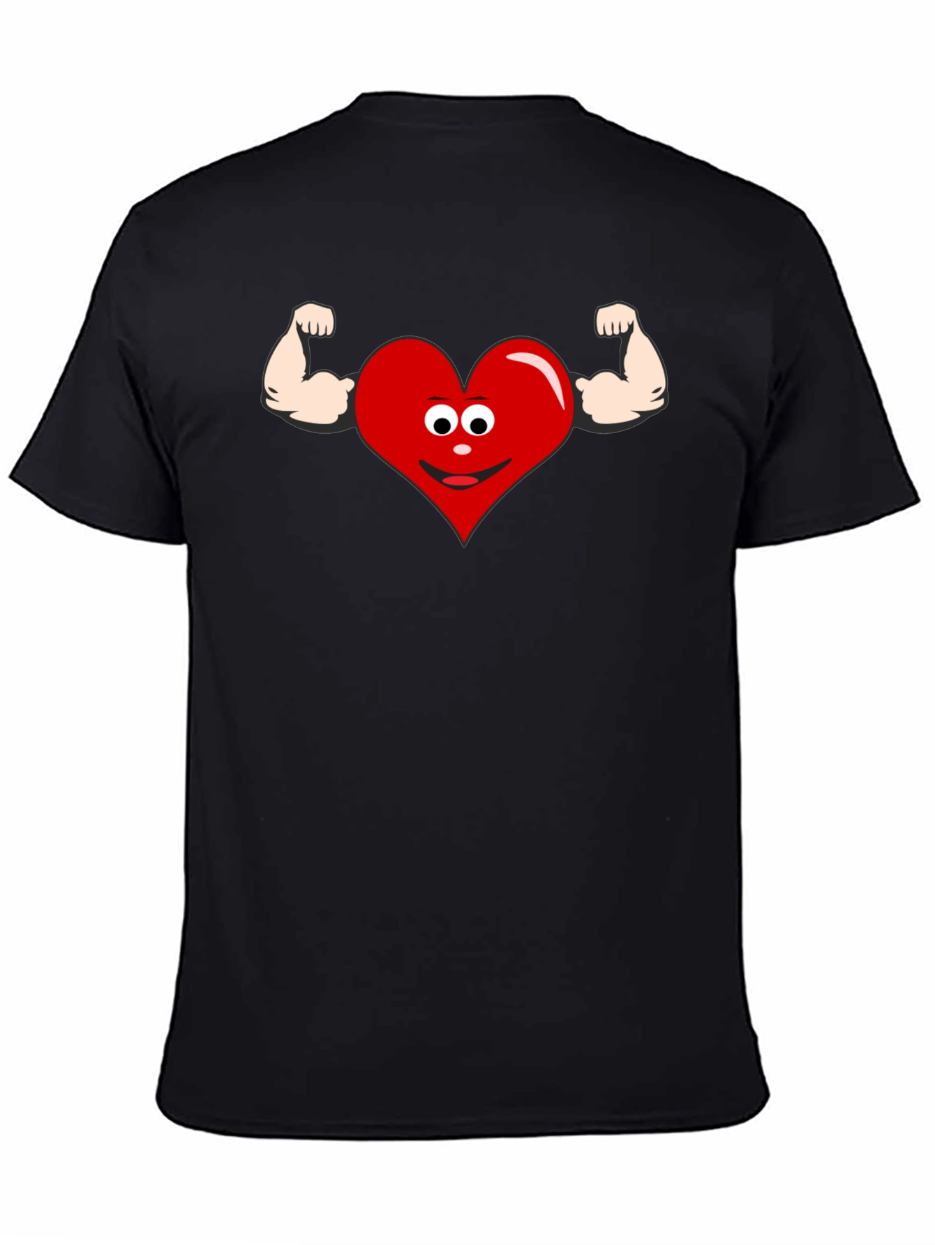 Funny Heart Muscle Graphic T-Shirt - Black