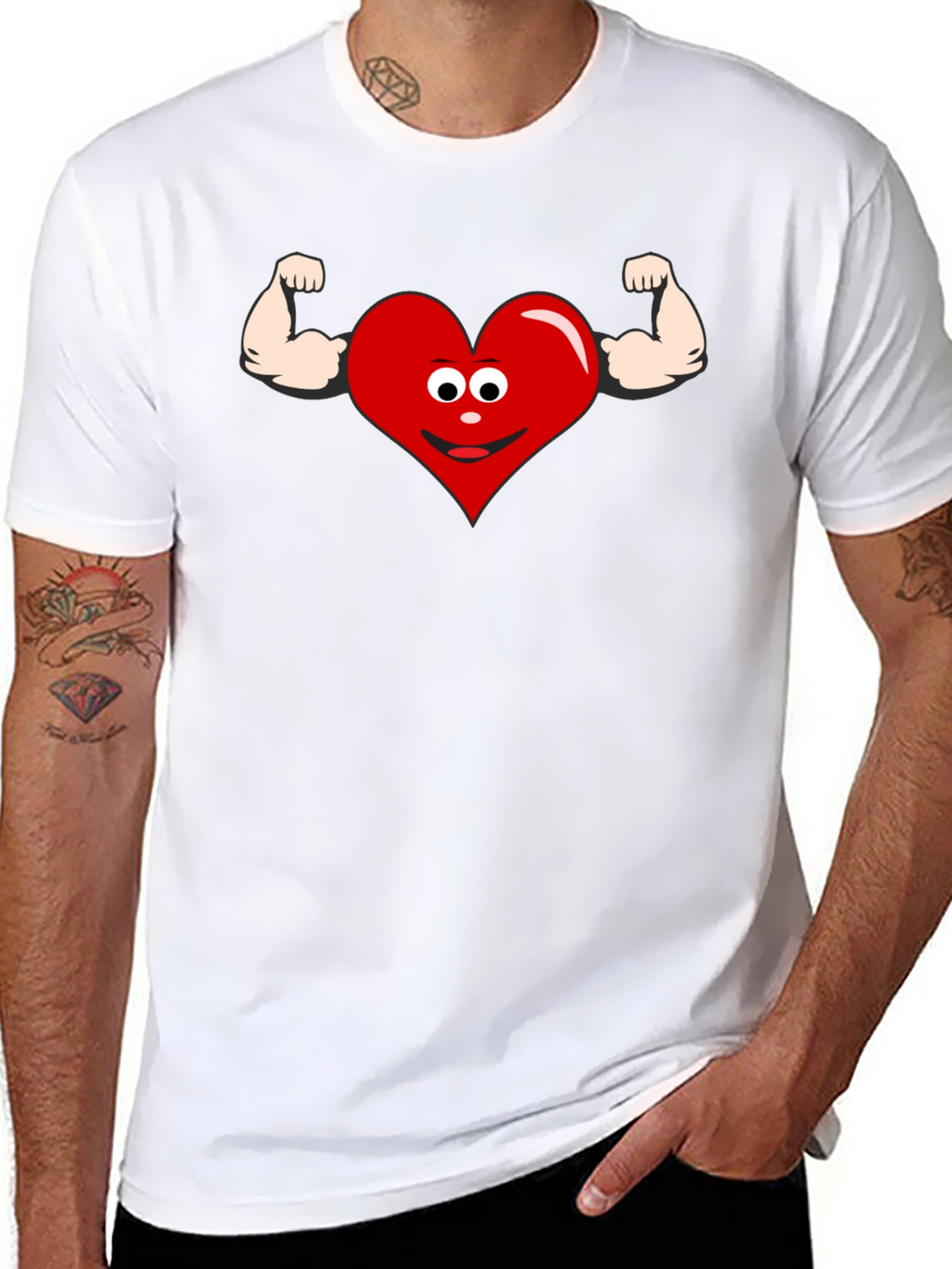 Funny Heart Muscle Graphic T-Shirt - Black
