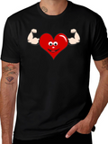 Funny Heart Muscle Graphic T-Shirt - Black