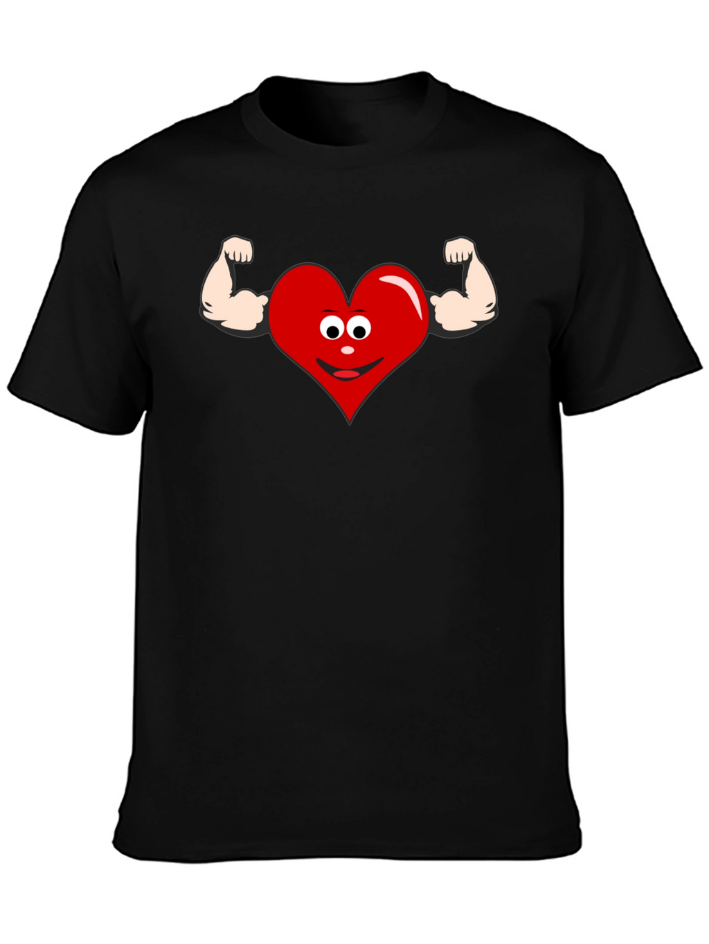 Funny Heart Muscle Graphic T-Shirt - Black