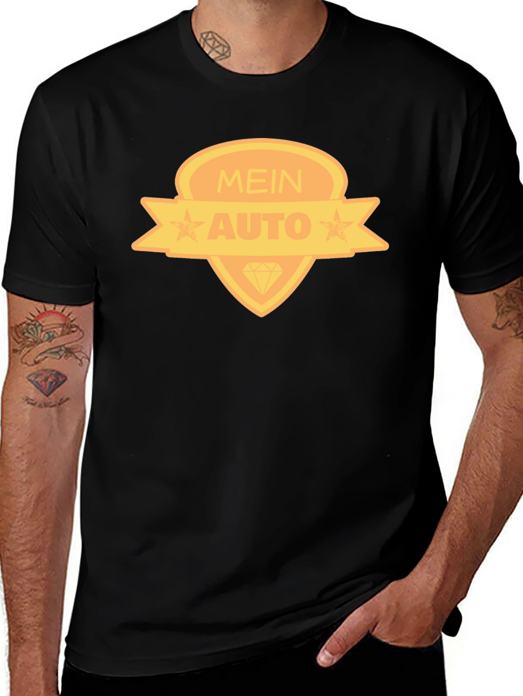 Mein Auto Graphic Tee - Black Cotton Blend T-Shirt