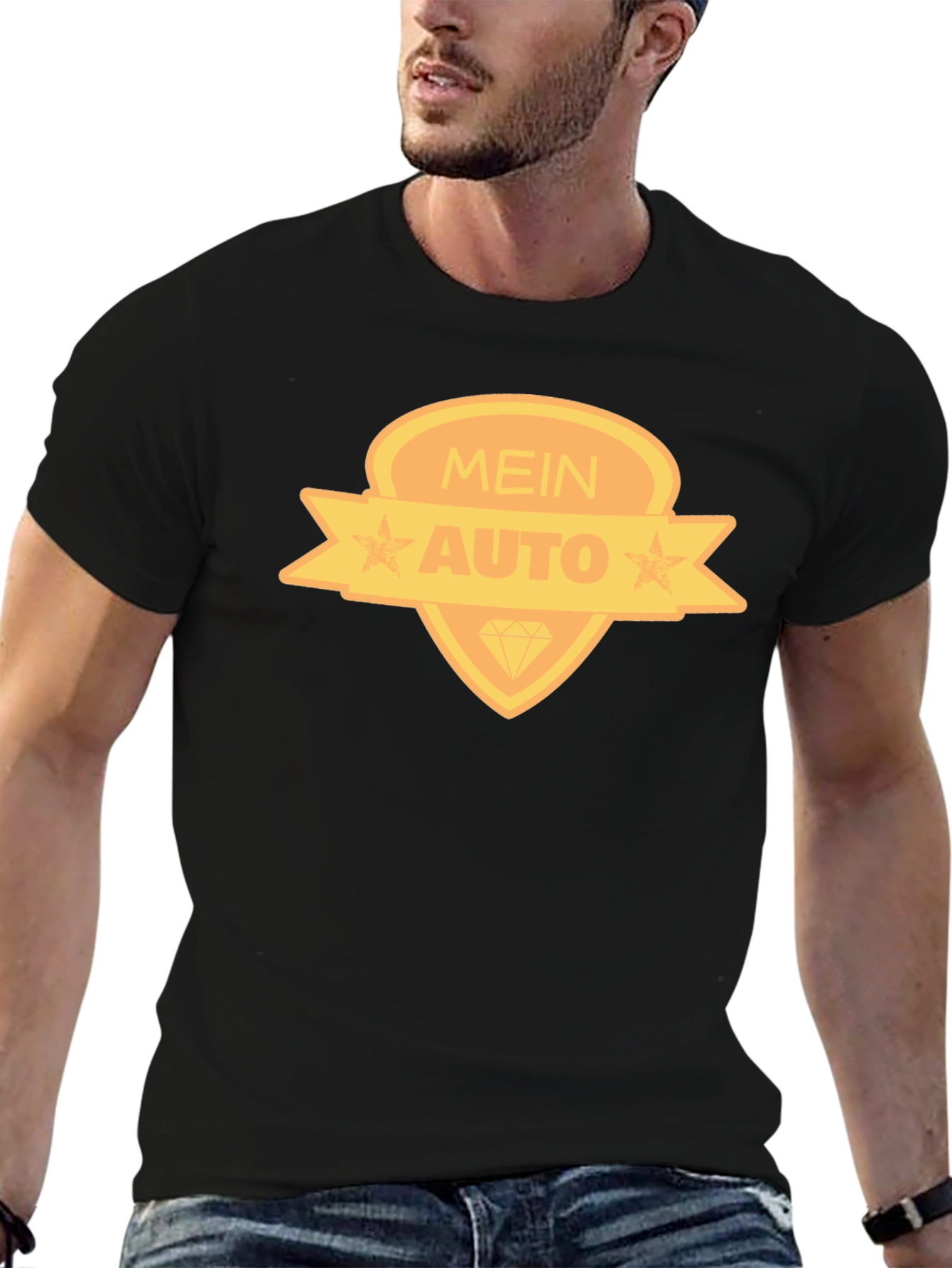 Mein Auto Graphic Tee - Black Cotton Blend T-Shirt